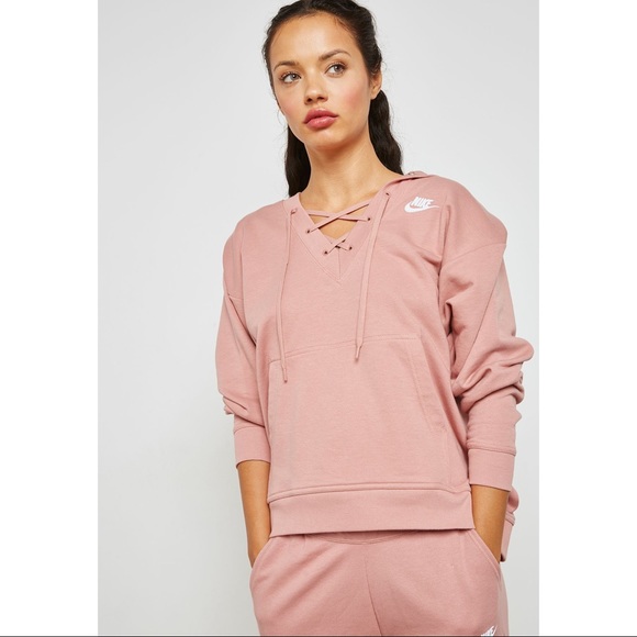 nike club lace up hoodie